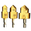3PCS 6.35mm 1/4"Hex Shank 3 Flutes High-Speed Steel Countersink Drill Bit 20 25 32 Diameter for Wood / Metal / Plas