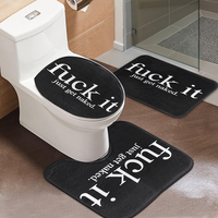 3pcs antidérapant mot conception piédestal couvercle tapis bain siège de toilette couverture tapis tapis ensemble