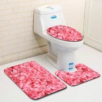 3PCS antidérapant salle de bain tapis de sol piédestal tapis couvercle couvercle de toilette tapis de bain