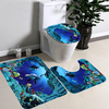 3pcs bleu océan tapis de bain ensemble velours tissu piédestal tapis toilette ensemble couverture tapis