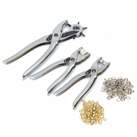 3Pcs Ceinture en cuir Hole Punch + Eyelet Plier + Snap Button Grommet Setter Tool Kit