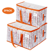 3pcs Extra Large 92L Heavy Duty Clear Moving Bags with Fixed Shoulder Strap Zipper Closure Foldable Water and Stain Resi