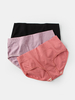3pcs femmes couleur unie soie taille haute coton antibactérien culotte de levage de hanche