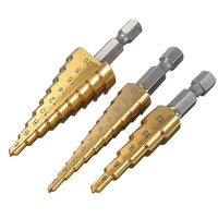 3pcs hss étape cône drill bit titane hole cutter série 3-12/4-42/4-20 mm