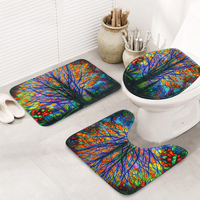 3pcs noël Colorful tapis darbre tapis de salle de bain tapis anti-dérapant couvercle de toilette tapis de bain tapi