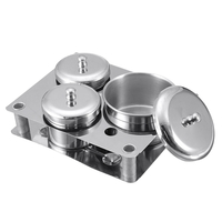 3pcs outils en acier inoxydable Dappen Dish Liquid & poudre titulaire base organisateur kit