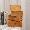 3pcs panier de paille en rotin boîte de rangement panier maison serviette chaussettes organisateur