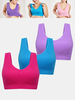 3pcs Plus taille femmes couleur unie sans fil rassembler respirant sport t-shirt soutien-gorge