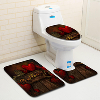 3pcs salle de bains tapis antidérapant tapis de sol piédestal tapis couvercle couvercle de toilette tapis de bain