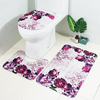 3pcs set fleurs salle de bain antidérapant piédestal tapis couvercle couvercle de toilette tapis de bain