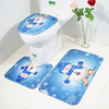 3PCS Set joyeux Noël siège de toilette couvre non-Slip bonhomme de neige ensembles de salle de bains tapis piédestal