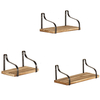3pcs étagère murale flottant support de tablette de rangement de présentoir en bois vintage