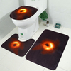 3pcs tapis de bain piédestal anti-dérapant couvercle de toilette couverture noire douche tapis de salle de bains tapis