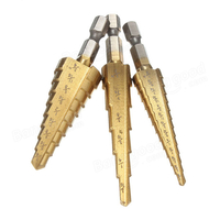 3pcs titane revêtu étape foret changement rapide 1/4 pouce hex tige 