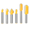 3pcs 1/4 de pouce Shank lettrage et signe de fabrication V-Groove ou Ronde nez Set Router Bit