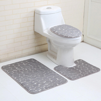 3pcs couvertures de siège de toilette tapis de salle de bains tapis antidérapant tapis + couvercle couvercle de toilette