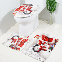 3pcs / set salle de bains antidérapant noël style salle de bains tapis tapis de siège de toilette housse de tapis ensemb