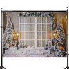 3x5FT 5x7FT vinyle arbre de Noël neige fenêtre lumière photographie toile de fond fond Studio Prop