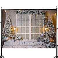 3x5FT 5x7FT vinyle arbre de Noël neige fenêtre lumière photographie toile de fond fond Studio Prop