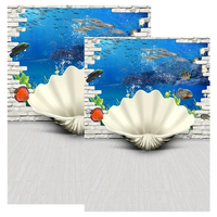 3x5FT 5x7FT Vinyle Mer Poisson Coquille Mur Photographie Toile de fond Fond Studio Prop