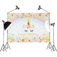 3x5FT 5x7FT vinyle or Licorne joyeux anniversaire photographie toile de fond fond Studio Prop