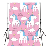 3x5FT dessin animé rose licorne nuage photographie toile de fond studio prop arrière-plan
