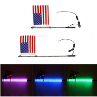 4 / 5ft éclairé LED fouet de voiture allume la lampe 5050RGB de mât de drapeau avec le drapeau + à distance pour Jeep AT