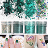 4 boîtes 10ml Green Iridescent Nail Art Glitter Powder Sheet 1mm Sequins Sparkly Colorful Acrylic Tips