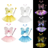 4 couleurs fée filles clignotant ailes Tutu jupe lueur LED robe papillon aile baguette bandeau Costume vacances fête déc