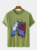 4 couleurs mens coton dessin animé drôle animal imprimer respirant à manches courtes t-shirts
