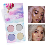 4 Couleurs Mettez en surbrillance Shimmer Glitter Le fard à paupières Palette Glow Visage Cosmétique