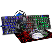 4-en-1 clavier souris casque tapis de souris ensemble USB filaire 104 touches Punk Keycaps clavier souris sur-oreille ca