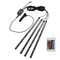 4 En 1 RVB 16 Couleur LED Plancher De Voiture Décoration Intérieure Lumière Ambiance Lampe Contrôle Sonore avec Briquet