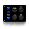 4 gang bleu LED panneau de commutateur à bascule à bascule double USB marche-arrêt voiture bateau marin 12V
