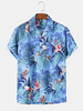 4 modèles mens feuilles tropicales imprimer manches courtes chemises décontractées hawa 