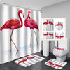 4 PCS 3D Flamingo Étanche Salle De Bains Rideau De Douche Toilette Couverture Tapis Antidérapant Tapis De Sol Tapis Sall