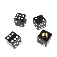 4 PCS Dice Valve Caps Noir Pneu Air Valve Stem Caps Voiture Tronc Vélo Vélo Roue Jantes Accessoires