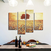 4 PCS Frameless Peinture à lhuile Tournesol Toile Moderne Mur Art Décoration Papier Art