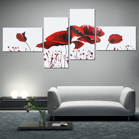 4 PCS Géométrique Fleur Toile Art Print Peinture Mur Photo Affiche Murale DIY Décorations