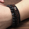 4 Pcs Hommes Vintage Casual Pierre Volcanique Naturelle Hématite Bois Perle Bracelets
