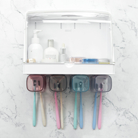 4 Tasses Porte-Brosse À Dents Rack Tenture Murale Maison Salle De Bains Couverture Stand Organisateur