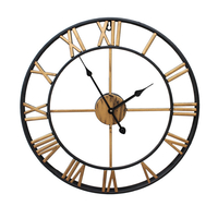 40 cm/50 cm grande horloge murale squelette en métal or Antique décor à la maison rond salon