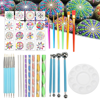 40 pièces Mandala Dotting Tools Set Kit Peinture Roches Pierre Art Stylo Peinture Pochoir Outils Kit