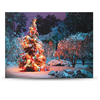 40 x 30 cm Batterie Exploité LED Christmas Snowy House Front Tree Xmas Canvas Print Wall Art