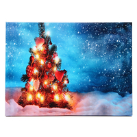 40 x 30 cm Operated LED Noël Arbre enneigé Décoration murale sur toile de Noël