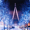 40 x 30cm exploité LED Noël enneigé rue grande roue impression sur toile papier peint