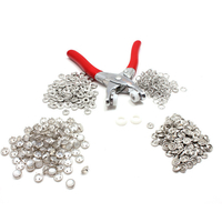 405PCS Kit de fermetures à pression Snap Press Stud Cap Boutons Anneaux avec pince de fixation