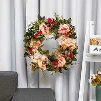 40cm soie pivoine couronne fleur anneau porte artificielle guirlande suspendue décorations de mariage