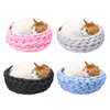 40CM tricot à la main pour animaux de compagnie chat chien lit pour animaux de compagnie nids maison coussin tapis lavab