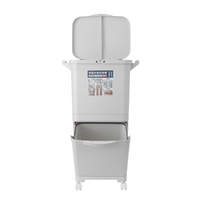 40L Grandes Doubles Couches Poubelles Poubelles Cuisine Stockage Vertical Poubelles De Tri Des Déchets Avec Roue Porte-S